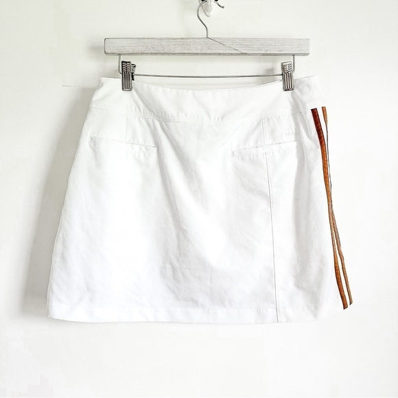 Adidas White Brown Stripe Golf Tennis Active Mini Skirt sz 10 - Picture 4 of 9